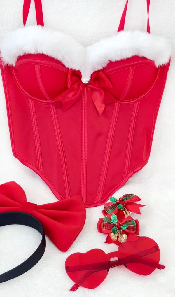 紅色聖誕馬甲魚骨馬甲 聖誕馬甲 大尺碼馬甲 魚骨束衣 聖誕裝表演服裝筱雅衣舖【BA1061-1】