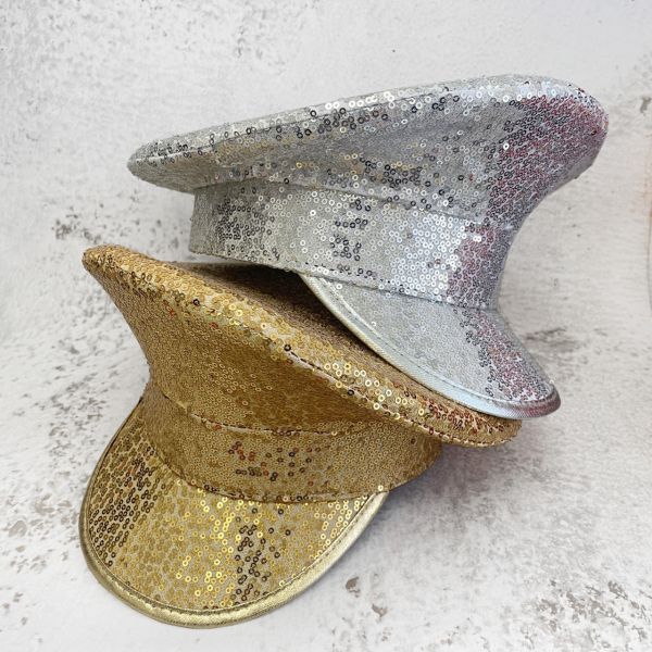 金光閃閃亮片帽 貝蕾帽 金光閃閃亮片帽 貝蕾帽角色扮演警帽 舞台表演筱雅衣舖【A52-1】