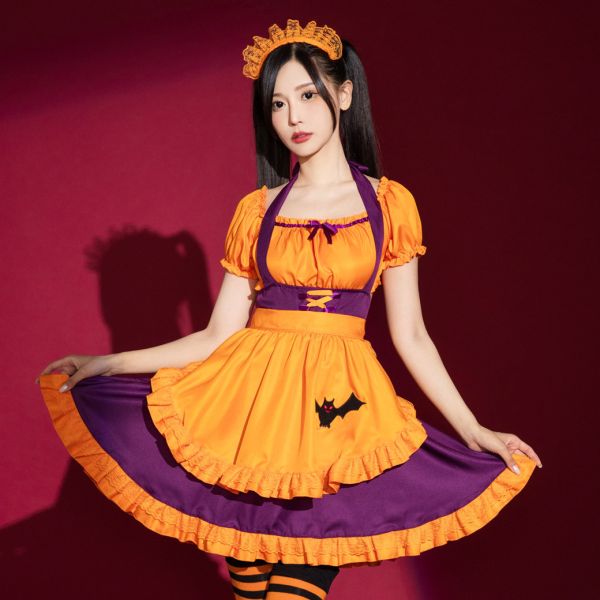 萬聖節南瓜女僕裝  halloween變裝派對 桃園現貨萬聖節南瓜女僕裝  halloween變裝派對 萬聖節服裝 筱雅衣舖【BA1259】