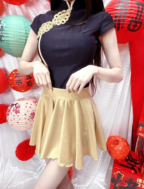 金光閃閃金色迷你裙 圓裙 【筱雅衣舖】金光閃閃金色迷你裙 圓裙 金色年華啦啦隊舞台鋼管瑜珈無內襯短裙 BT968