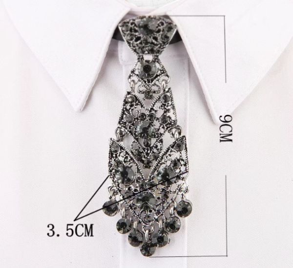 時尚金屬鑽飾小領帶 時尚金屬鑽飾小領帶 寶石領帶 金色領帶銀色領帶A201-1