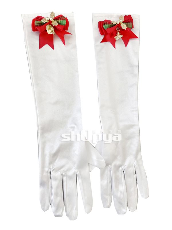 聖誕蝴蝶結15寸缎面手套 聖誕蝴蝶結15寸缎面手 造型手套 長手套 禮服手套 接待手套筱雅衣舖【A39】