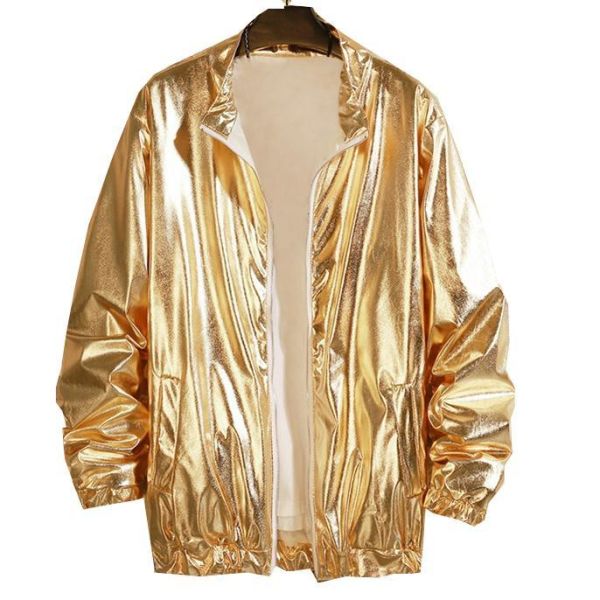 金光閃閃嘻哈街舞外套 【筱雅衣舖】金光閃閃金色亮面外套 嘻哈街舞外套 主持金屬感外套銀色外套 BA1270