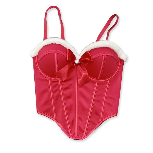 紅色聖誕馬甲魚骨馬甲 聖誕馬甲 大尺碼馬甲 魚骨束衣 聖誕裝表演服裝筱雅衣舖【BA1061-1】