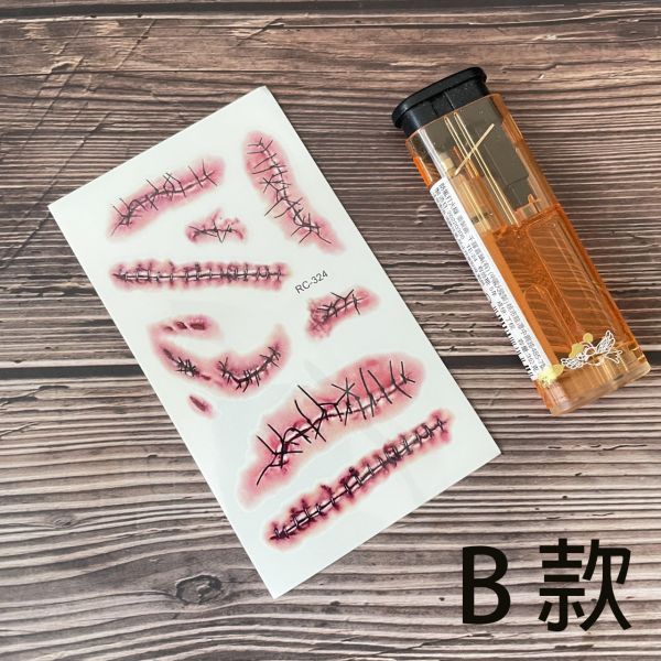 萬聖節紋身貼紙受傷貼紙 【筱雅衣舖】萬聖節紋身貼紙受傷貼紙 流血 擬真假傷口貼紙滿100元出貨【 A284】
