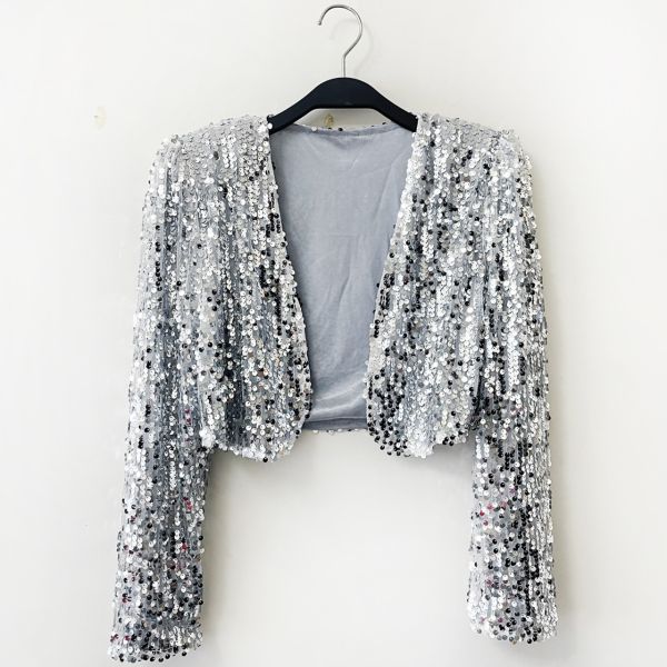 金光閃閃亮片小外套 金光閃閃亮片小外套 舞台表演金色銀色 短版外套 筱雅衣舖【BA1267】金色元素