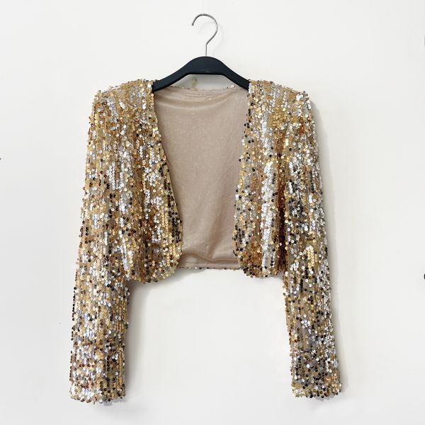金光閃閃亮片小外套 金光閃閃亮片小外套 舞台表演金色銀色 短版外套 筱雅衣舖【BA1267】金色元素
