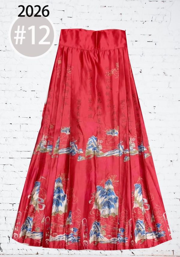 緞面印花馬面裙大尺碼馬面裙深色 馬面裙緞布印花大尺碼旗袍古裝服裝 Cosplay 筱雅衣舖【BA812】 馬面裙 漢服 古裝