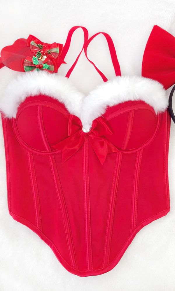 紅色聖誕馬甲魚骨馬甲 聖誕馬甲 大尺碼馬甲 魚骨束衣 聖誕裝表演服裝筱雅衣舖【BA1061-1】