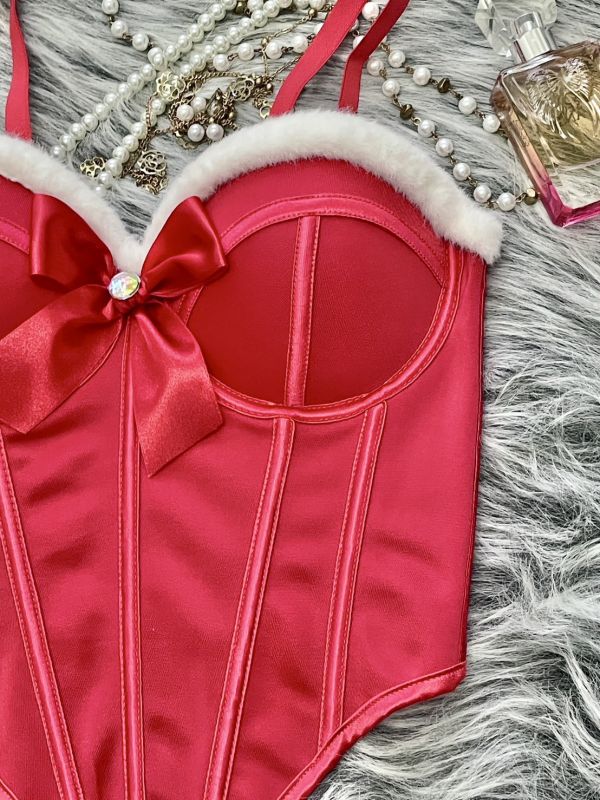紅色聖誕馬甲魚骨馬甲 聖誕馬甲 大尺碼馬甲 魚骨束衣 聖誕裝表演服裝筱雅衣舖【BA1061-1】