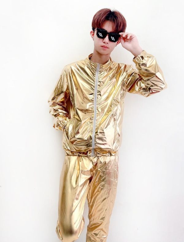 金光閃閃嘻哈街舞外套 【筱雅衣舖】金光閃閃金色亮面外套 嘻哈街舞外套 主持金屬感外套銀色外套 BA1270