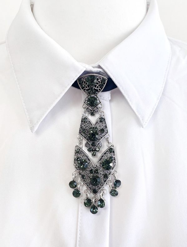 時尚金屬鑽飾小領帶 時尚金屬鑽飾小領帶 寶石領帶 金色領帶銀色領帶A201-1