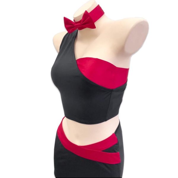 斜肩拼接中空賽車服 筱雅衣舖 斜肩拼接中空賽車服 展場 車展 資訊展  展場服裝 車模服