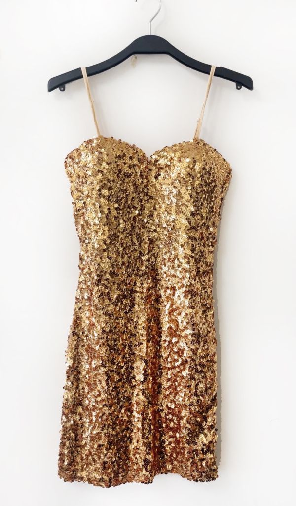 金光閃閃亮片小禮服 金光閃閃亮片小禮服 舞台表演金色銀色亮片洋裝 筱雅衣舖【BA1268】