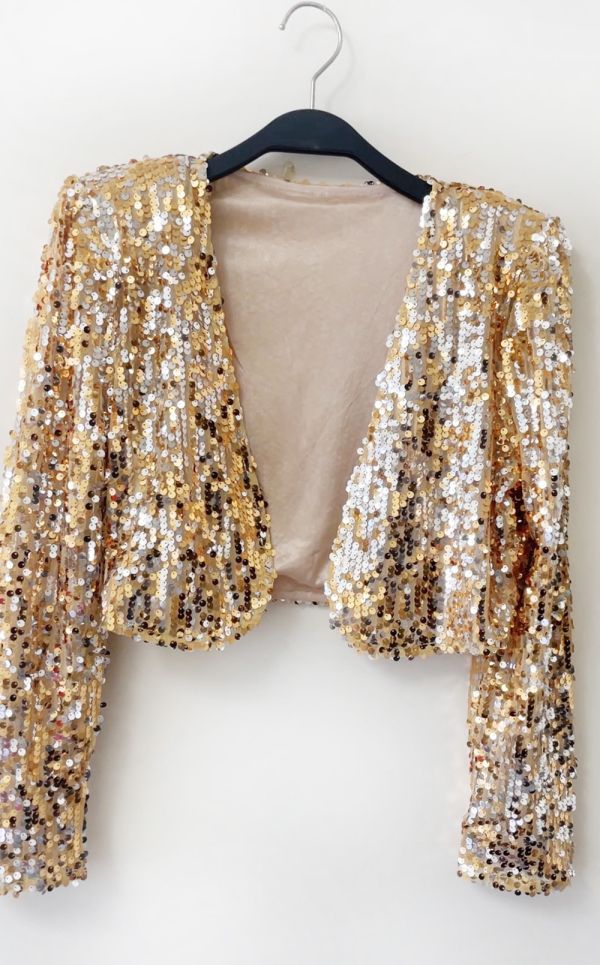 金光閃閃亮片小外套 金光閃閃亮片小外套 舞台表演金色銀色 短版外套 筱雅衣舖【BA1267】金色元素