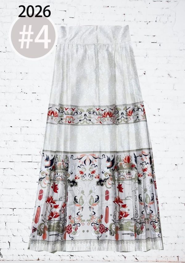 印花馬面裙大尺碼馬面裙淺色 馬面裙緞布印花大尺碼旗袍古裝服裝 Cosplay 筱雅衣舖【BA812】 馬面裙 漢服 古裝