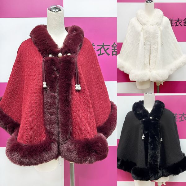 加厚奢華仿兔毛斗篷外套 加厚奢華仿兔毛斗篷 毛毛披肩斗篷外套絨毛披肩 超溫暖披肩禮服披肩高檔披肩筱雅衣舖【BA1103-2】