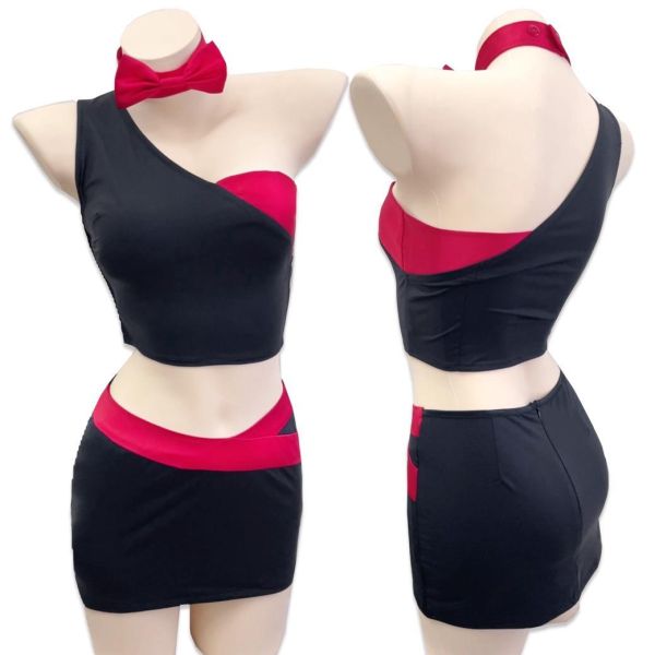 斜肩拼接中空賽車服 筱雅衣舖 斜肩拼接中空賽車服 展場 車展 資訊展  展場服裝 車模服