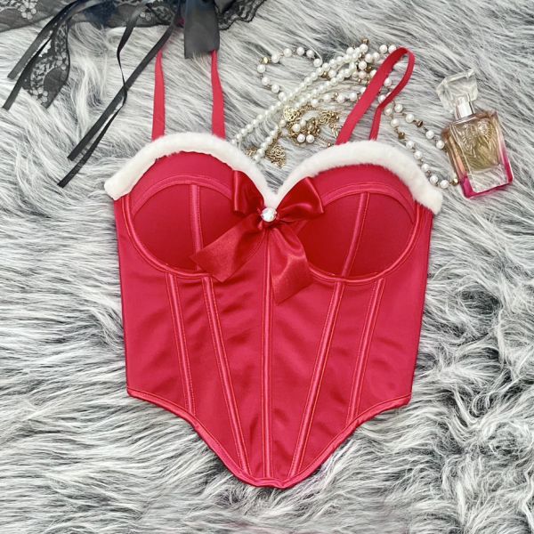 紅色聖誕馬甲魚骨馬甲 聖誕馬甲 大尺碼馬甲 魚骨束衣 聖誕裝表演服裝筱雅衣舖【BA1061-1】