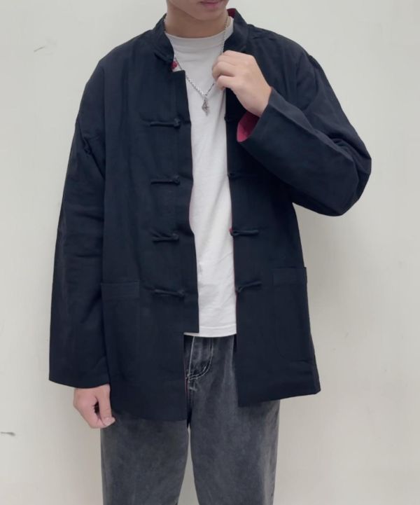 男中國風棉麻雙面兩穿唐裝 男中國風雙面兩穿唐裝 功夫裝外套 上衣罩衫 漢服中國風服飾 筱雅衣舖 龍年服裝 龍年唐裝
