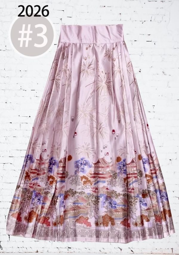 印花馬面裙大尺碼馬面裙淺色 馬面裙緞布印花大尺碼旗袍古裝服裝 Cosplay 筱雅衣舖【BA812】 馬面裙 漢服 古裝