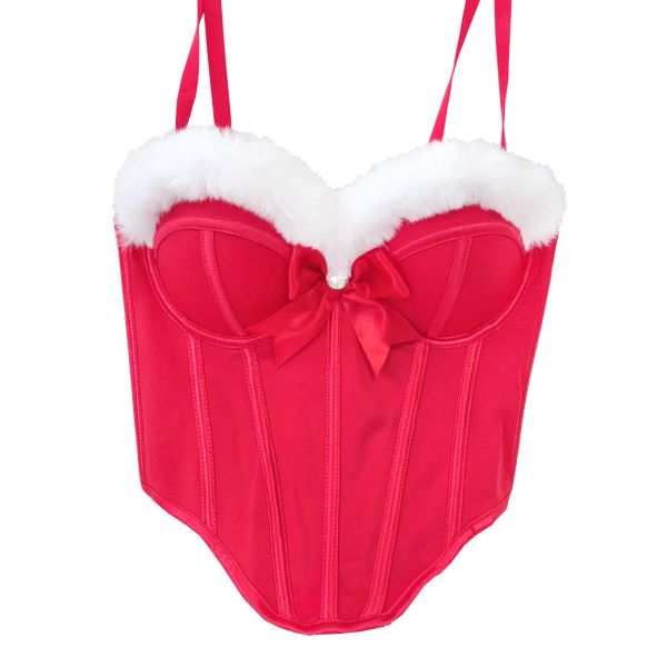 紅色聖誕馬甲魚骨馬甲 聖誕馬甲 大尺碼馬甲 魚骨束衣 聖誕裝表演服裝筱雅衣舖【BA1061-1】