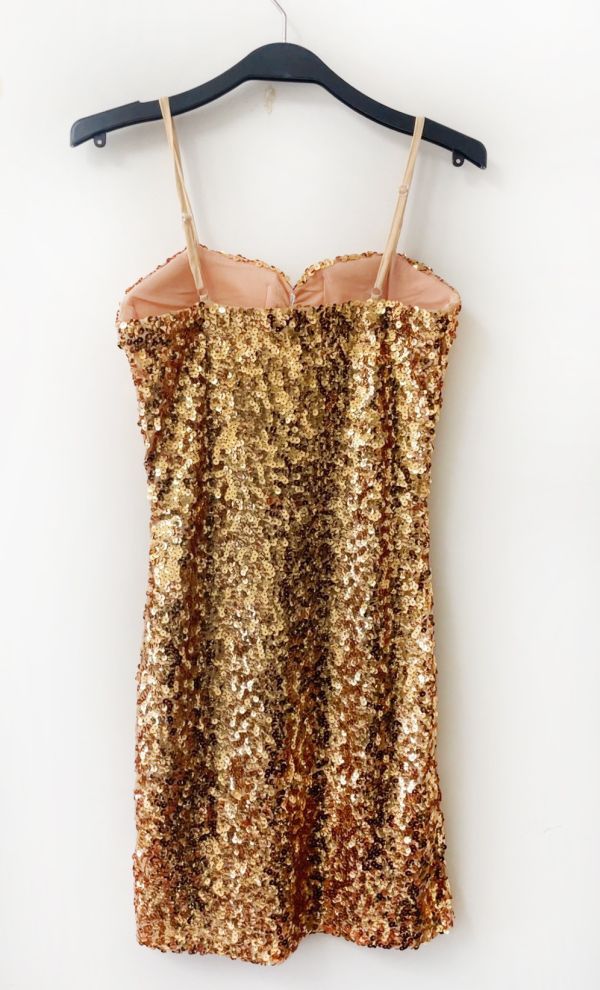 金光閃閃亮片小禮服 金光閃閃亮片小禮服 舞台表演金色銀色亮片洋裝 筱雅衣舖【BA1268】