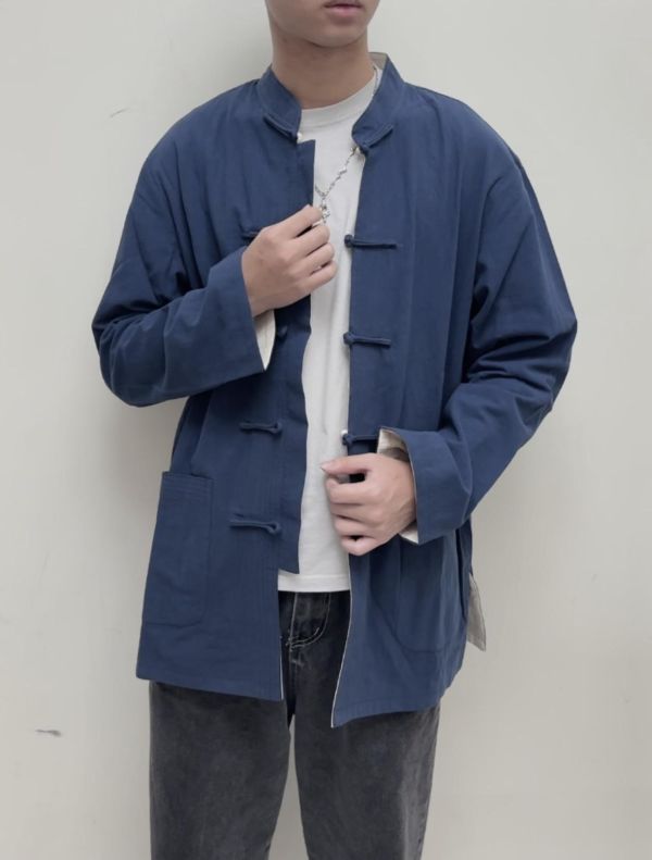 男中國風棉麻雙面兩穿唐裝 男中國風雙面兩穿唐裝 功夫裝外套 上衣罩衫 漢服中國風服飾 筱雅衣舖 龍年服裝 龍年唐裝