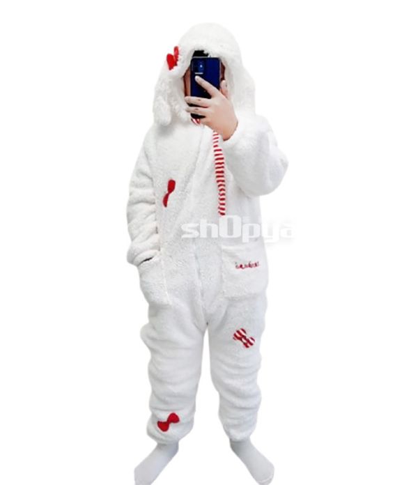 卡哇依熊寶寶法蘭絨連體衣 【筱雅衣舖】卡哇依熊寶寶法蘭絨連體衣可愛系法蘭絨睡衣Cosplay人偶裝 BA990