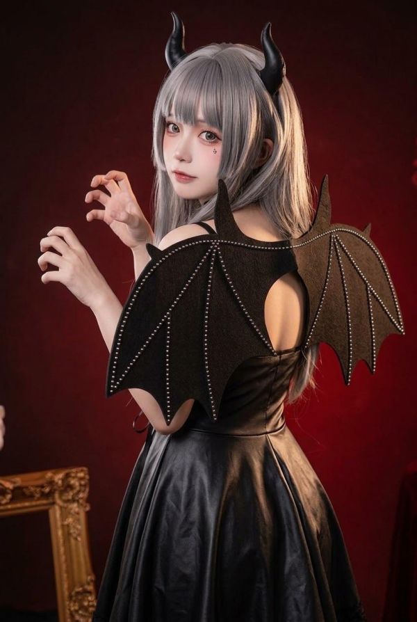 人造皮偷心小惡魔馬甲縷空蓬蓬洋裝 人造皮偷心小惡魔馬甲縷空蓬蓬洋裝 小惡魔COS 萬聖節服裝 筱雅衣舖【BA1194-1】