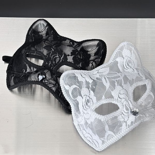 化妝舞會蕾絲貓臉面具 