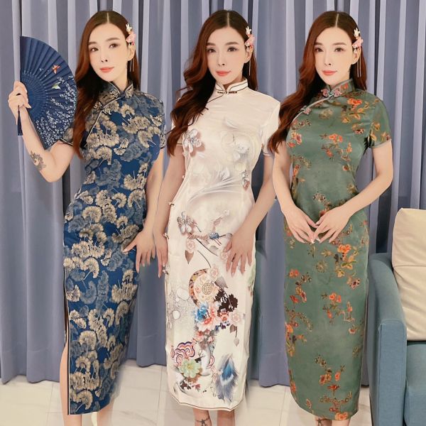 M-5XL復古上海風顯瘦修身長旗袍 大尺碼旗袍 現貨M-5XL復古上海風顯瘦修身長旗袍 大尺碼旗袍 筱雅衣舖【BA273】尾牙旗袍春酒旗袍