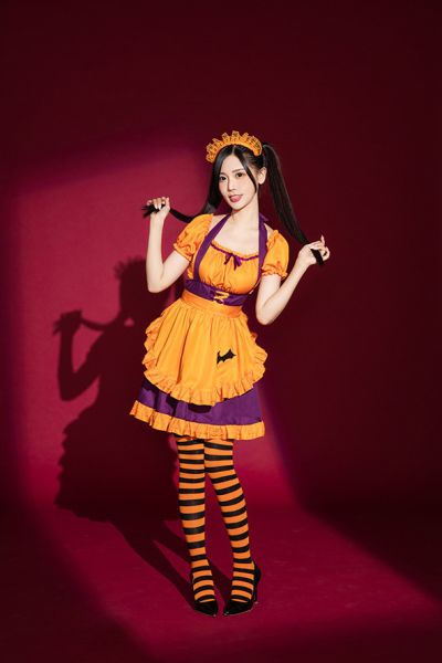 萬聖節南瓜女僕裝  halloween變裝派對 桃園現貨萬聖節南瓜女僕裝  halloween變裝派對 萬聖節服裝 筱雅衣舖【BA1259】