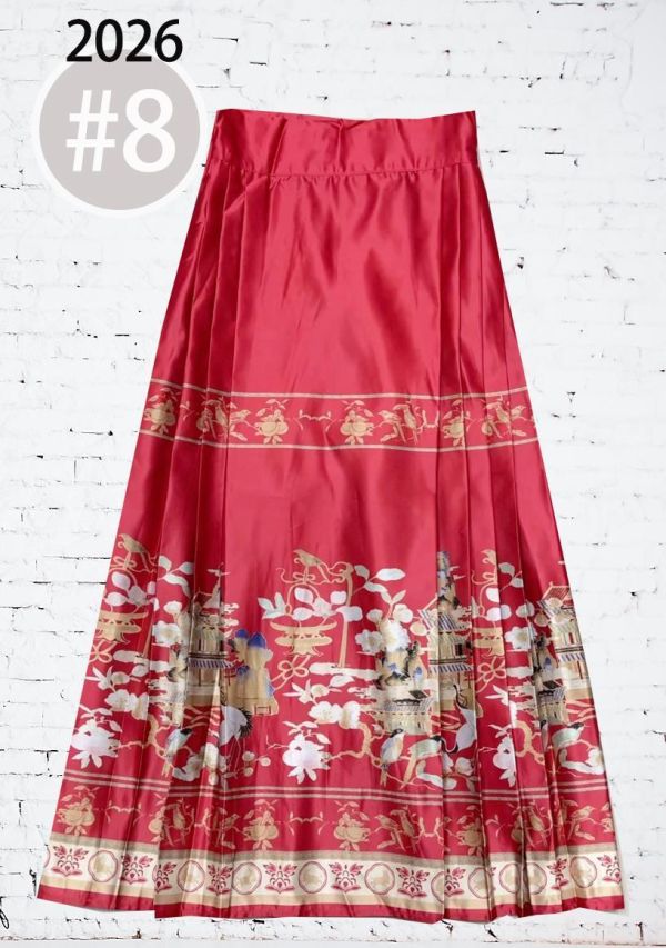 緞面印花馬面裙大尺碼馬面裙深色 馬面裙緞布印花大尺碼旗袍古裝服裝 Cosplay 筱雅衣舖【BA812】 馬面裙 漢服 古裝