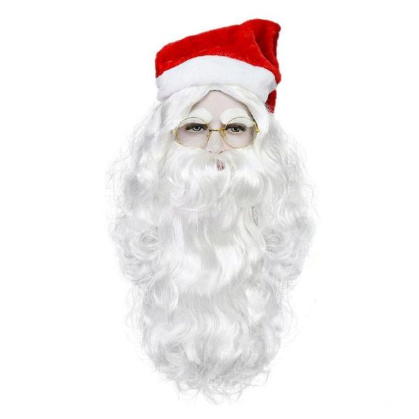 聖誕老公公白色假髮+鬍子 聖誕老公公白色假髮+鬍子 角色扮演假髮 COSPLAY假髮 筱雅衣舖