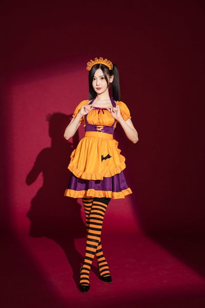 萬聖節南瓜女僕裝  halloween變裝派對 桃園現貨萬聖節南瓜女僕裝  halloween變裝派對 萬聖節服裝 筱雅衣舖【BA1259】