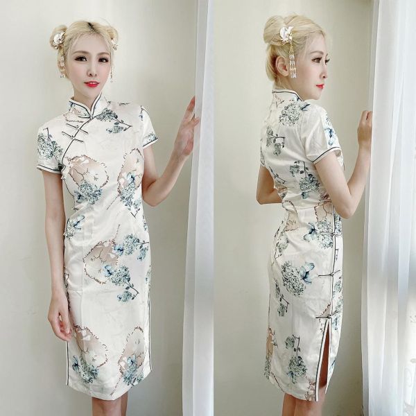 新品實拍M-4XL復古上海風顯瘦修身及膝旗袍 新品實拍M-4XL復古上海風顯瘦修身及膝旗袍 大尺碼旗袍 筱雅衣舖【BA1160】桃園旗袍 大尺碼洋裝
