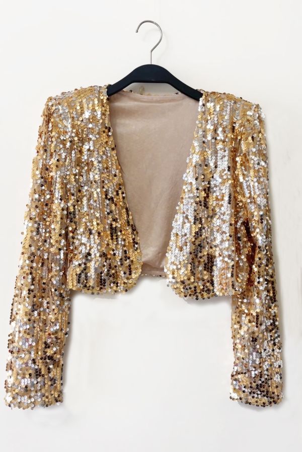 金光閃閃亮片小外套 金光閃閃亮片小外套 舞台表演金色銀色 短版外套 筱雅衣舖【BA1267】金色元素