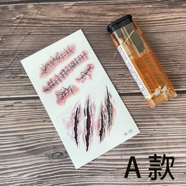 萬聖節紋身貼紙受傷貼紙 【筱雅衣舖】萬聖節紋身貼紙受傷貼紙 流血 擬真假傷口貼紙滿100元出貨【 A284】