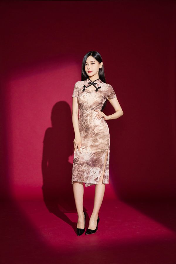 典雅婉約中長網紗旗袍 典雅婉約中長旗袍 網紗旗袍 旗袍洋裝 改良版旗袍連衣裙小禮服【筱雅衣舖】隔日到貨 BA1253
