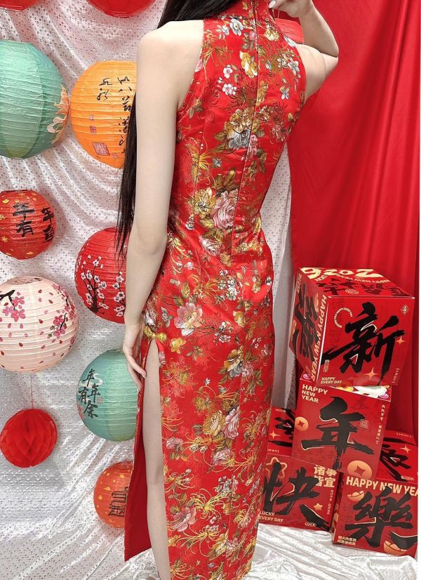 高端訂製削肩紅色長旗袍禮服 獨家高端訂製削肩接待紅色長旗袍禮服 尾牙表演禮生長旗袍 婚禮旗袍 筱雅衣舖【BT1233】