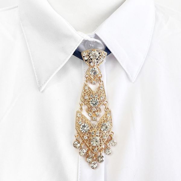 時尚金屬鑽飾小領帶 時尚金屬鑽飾小領帶 寶石領帶 金色領帶銀色領帶A201-1