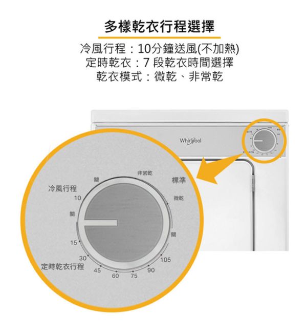 【美國原裝進口】Whirlpool 惠而浦 Essential Dry美國原裝 7 公斤 滾筒乾衣機 (電力型) 8TLDR3822HQ 8TWGD5620HW,8TWGD6622HW,8TWGD8620HW
,好市多,8TWED5620HW,WEHC10ABW,美國原裝,Whirlpool,惠而浦,8TWFW6620HW,樂金,WD-S15TCD,WD-S15TBW,WD-S15TBD,國際牌,LG乾衣機