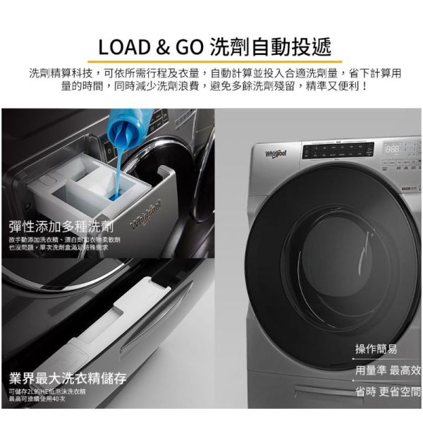 【LINE@詢問優惠】Whirlpool惠而浦 Load & Go 洗脫烘 17KG變頻蒸氣滾筒洗衣機 8TWFC6820LC 8TWFC6810LW,Whirlpool,惠而浦,洗脫烘,滾筒洗衣機,國際牌洗衣機,日立洗衣機,博朗格洗衣機,pchome,蝦皮,momo,東森購物,8TWFC6820LW,8TWFC6820LC