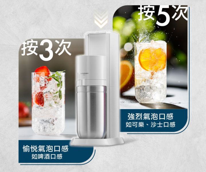 SodaStream DUO快扣機型氣泡水機 Sodastream,Spirit,自動扣瓶,氣泡水機,SOURCE,POWER,ART,DUO,TREEA,情人節禮物,母親節禮物,聖誕禮物,交換禮物,永昌電器,錦達數位,MOMO,蝦皮購物,東森購物,恆隆行