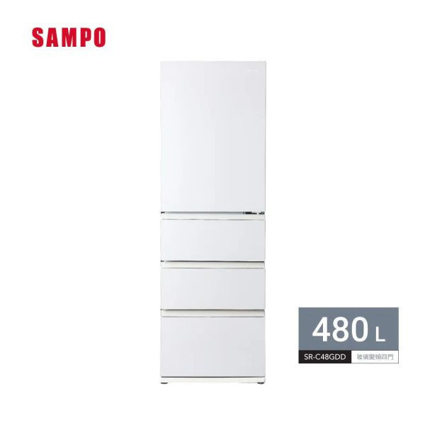 ＊錦達＊SAMPO 聲寶 450公升 一級能效玻璃變頻四門冰箱 SR-C45GDD(S)琉璃白 SAMPO,聲寶,480公升,玻璃變頻四門冰箱,琉璃銀,SR-C48GDD(W),SR-C45GDD(S),SR-C35GD(W),永昌電器,錦達數位,MOMO,PCHOME,蝦皮購物