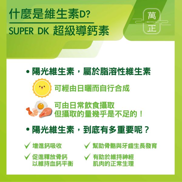 SUPER DK 超級導鈣素  專利獨家水溶K2+有機認證藻類來源D3   補鈣必備  買就送您活力固鈣片 