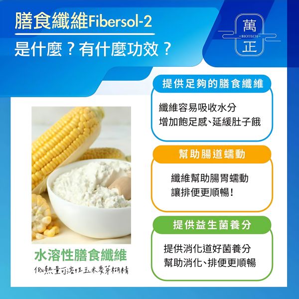 萬正生技 日本專利松谷fibersol-2難消化性糊精纖維 水溶性纖維 造粒型好溶解 