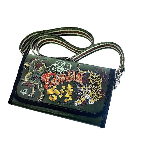 龍虎台灣-WOC揹仔長夾 文創商品,台灣文化,懷舊商品,復古風,紀念商品,台灣味,台灣文創,斜背包,帆布,懷舊設計。