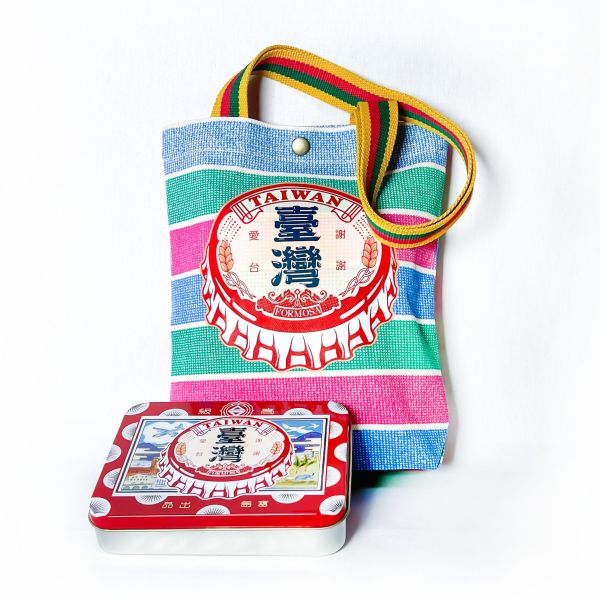 謝謝愛台-嘎嘰肩揹提袋 文創商品,台灣文化,懷舊商品,復古風,紀念商品,台灣味,台灣文創,杯墊,磁鐵,懷舊設計。